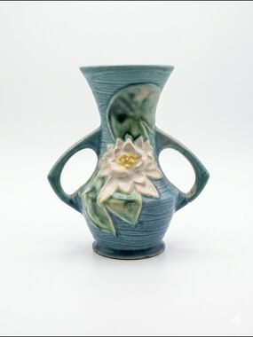 The Roseville Art Pottery Floral Decorative Ceramic Two-Handled Vase 73-6